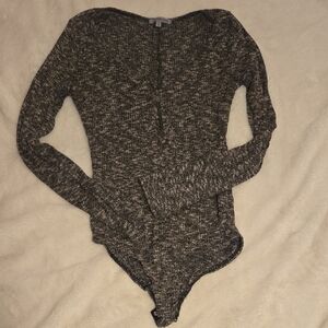 Charlotte Russe Charcoal Knit Bodysuit